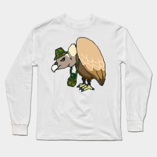 Vulture with camouflage pattern hat and water bottle Long Sleeve T-Shirt